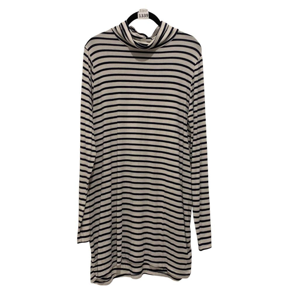 Old Navy Dress, Striped, Turtle Neck, Old Navy, L, White & Blue